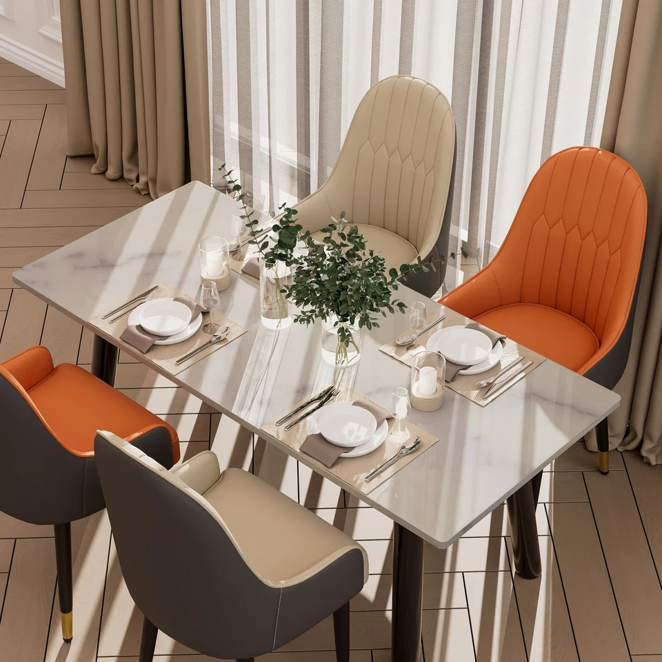 LEMROE Set Di 2 Sedie Da Pranzo In Ecopelle Beige Con Braccioli – Imbottite, Gambe In Metallo, Ergonomiche