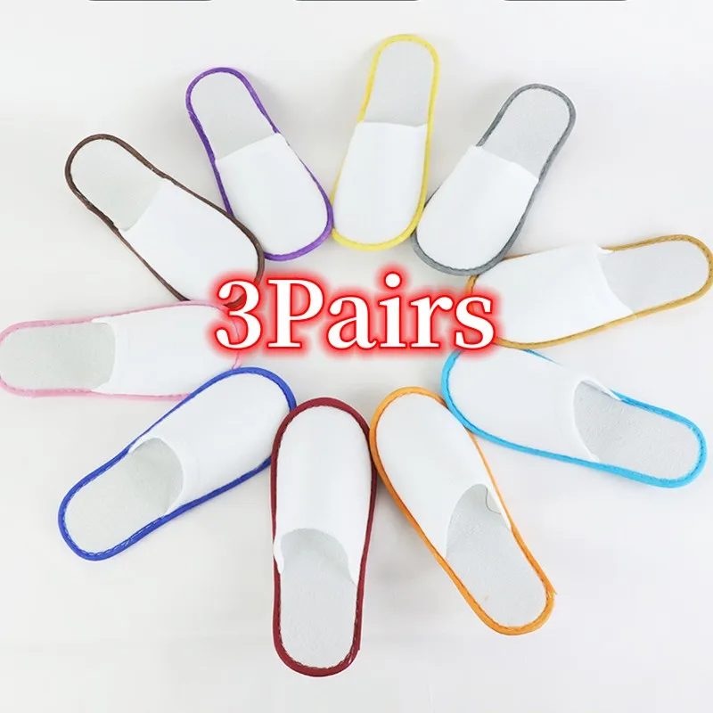 

3Pairs Disposable Slippers Unisex Hotel Travel Slipper Non-Slip Slippers Closed Toe Flip Flop Shoes Guest Use Salon Homestay