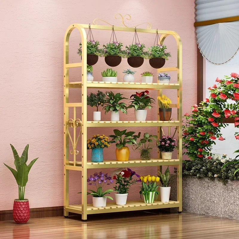 Tiered Metal Plant Shelf Floor Hanging Flower Plant Shelf Furniture