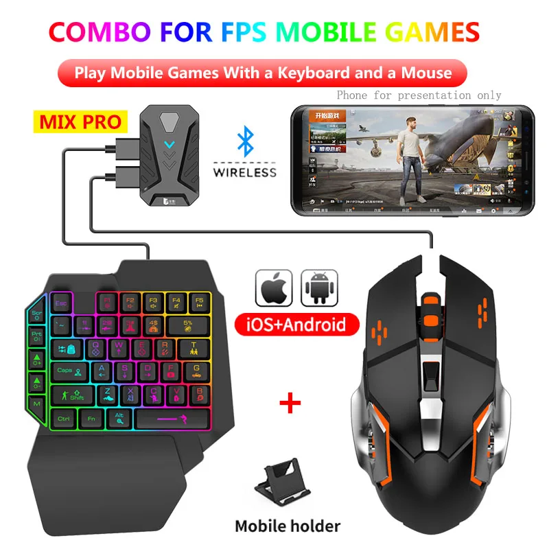 Mix por Lite Pubg Móvel Gamepad Controlador Bluetooth Gaming Teclado Mouse Conversor para o Telefone Móvel Tablet Android Ios 13.4
