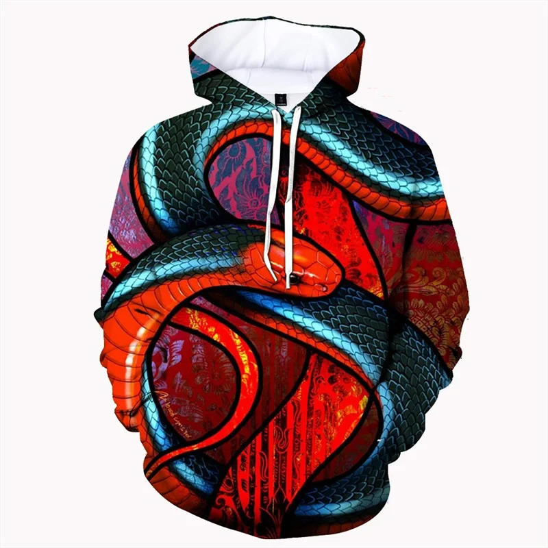 thumbnail image 1 of Sudadera con capucha con estampado 3D colorido de serpiente y animales para hombres y mujeres, sudaderas con capucha de moda urbana con personalidad, sudadera de manga larga, sudadera de gran tamaño, 1 of 4