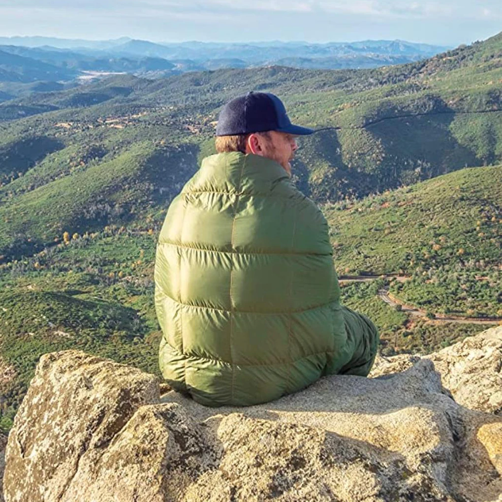 Camping Blanket Wearable Down Camping Blanket Packable Ultralight Outdoor Travel Sleeping Pad Quilt Mat Hiking Waterproof Warm Travel Blanket