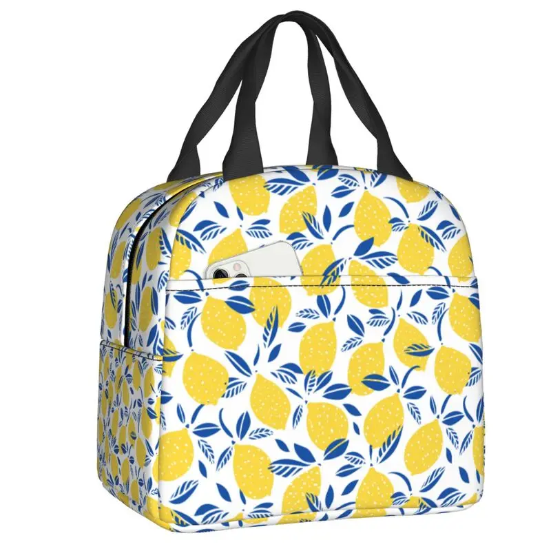 

Summer Fruit Lemon Citrus Lunch Box for Women Waterproof Cooler Thermal Food Insulated Lunch Bag Portable Picnic Tote Bags