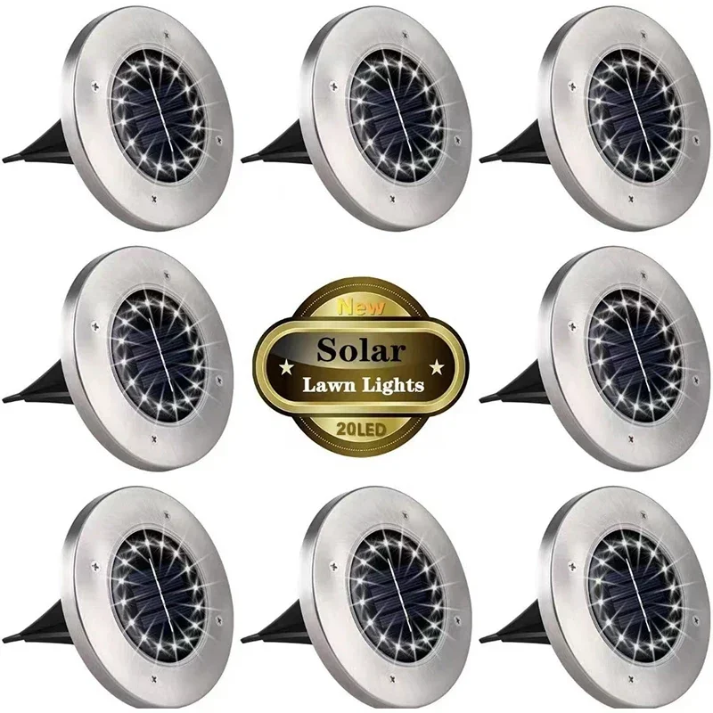 

8/20LED Solar Power Disk Light Outdoor Garden Solar Underground Light Deck Light Spotlight Buried Solar Led Lamp Garden Decor
