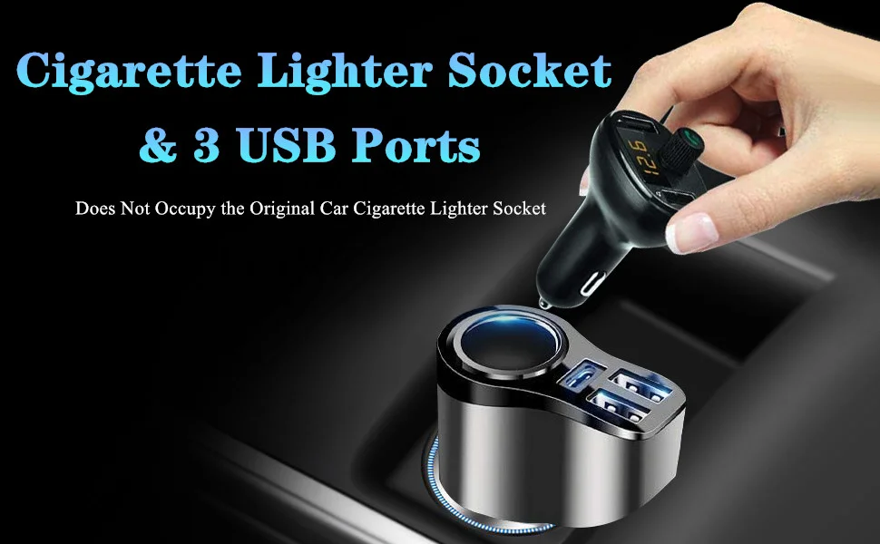 Cargador de coche USB C 4 en 1, adaptador de encendedor de cigarrillos  multi USB de 168 W, divisor de enchufe con 3 puertos USB, adaptador de  cargador