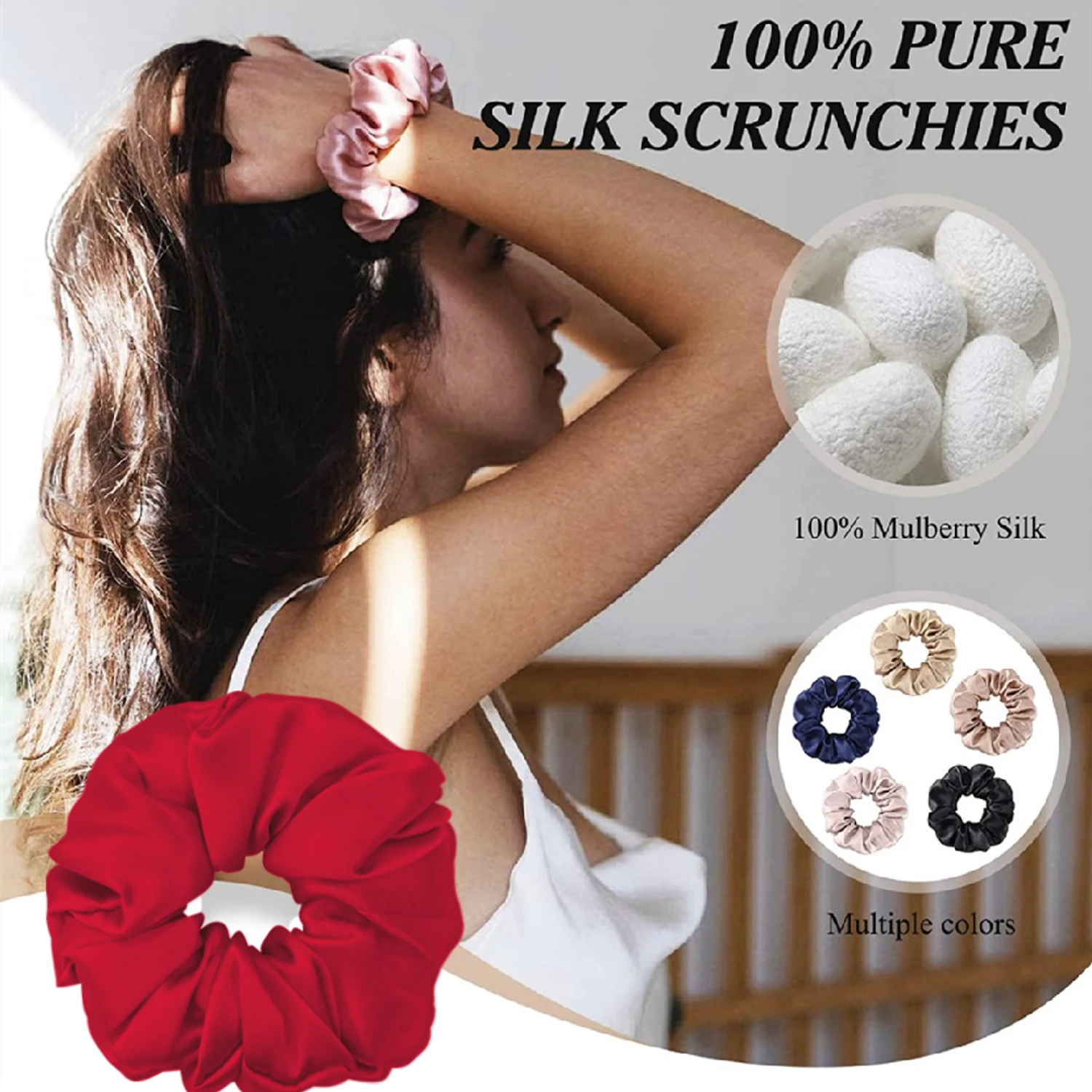 3/4PCS Box 100% Reine Maulbeerseide Haar Scrunchie Handgemachte Haarbänder Frauen Mädchen Haar Zubehör Reine Farbe Natürliche haarTies – Detail 8
