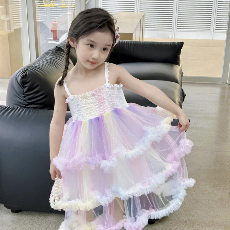 CHEEREAM Little Girl Tutu Dress Tulle Summer Ruffles Sleeveless Flower Dress Girls Wedding Party Dresses Sundress For 2 8 Years