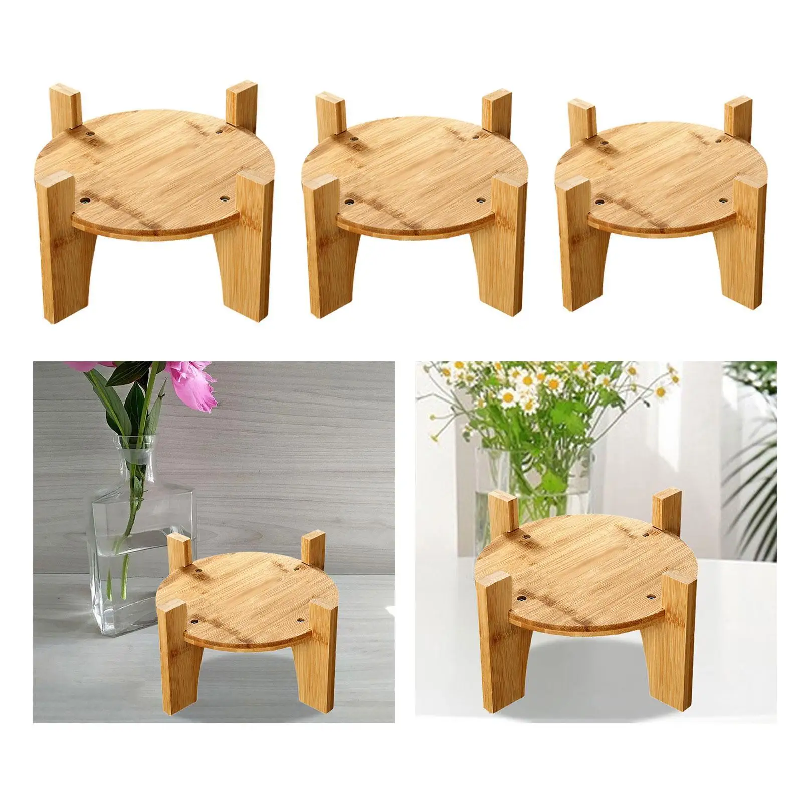 Beverage Dispenser Holder Wood Display Riser Glass Jug Rack Wood Stand Multipurpose Flower Pot Stand for Countertop Bars Home 3
