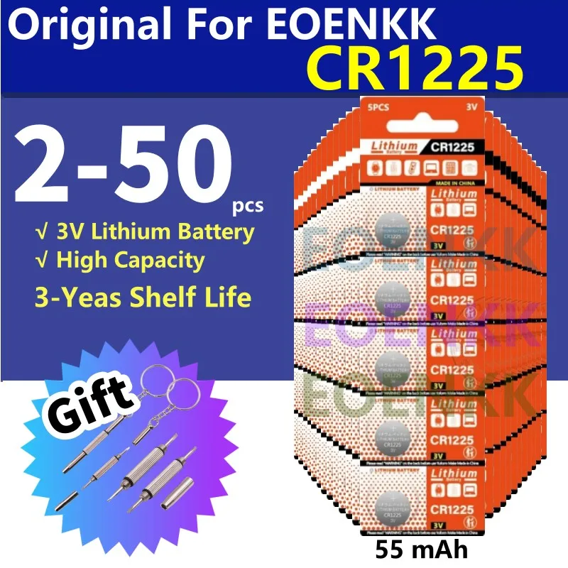 Литиевая батарея CR1225 3 В, 2-50 шт., насыпью, совместима с CR 1225 BR1225 KL1225 L1225 ECR1225 KCR1225 для калькулятора, часов, автомобильного ключа