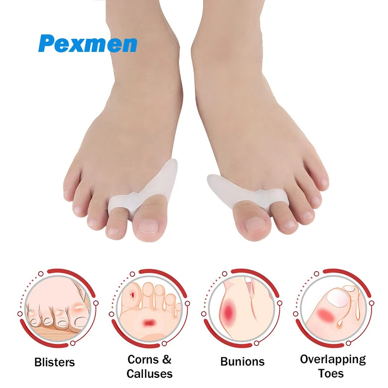 Pexmen 2/4/6Pcs Gel Toe Separators for Kids Bunion Corrector Pads for Children Foot Pain Relief Toe Straightener