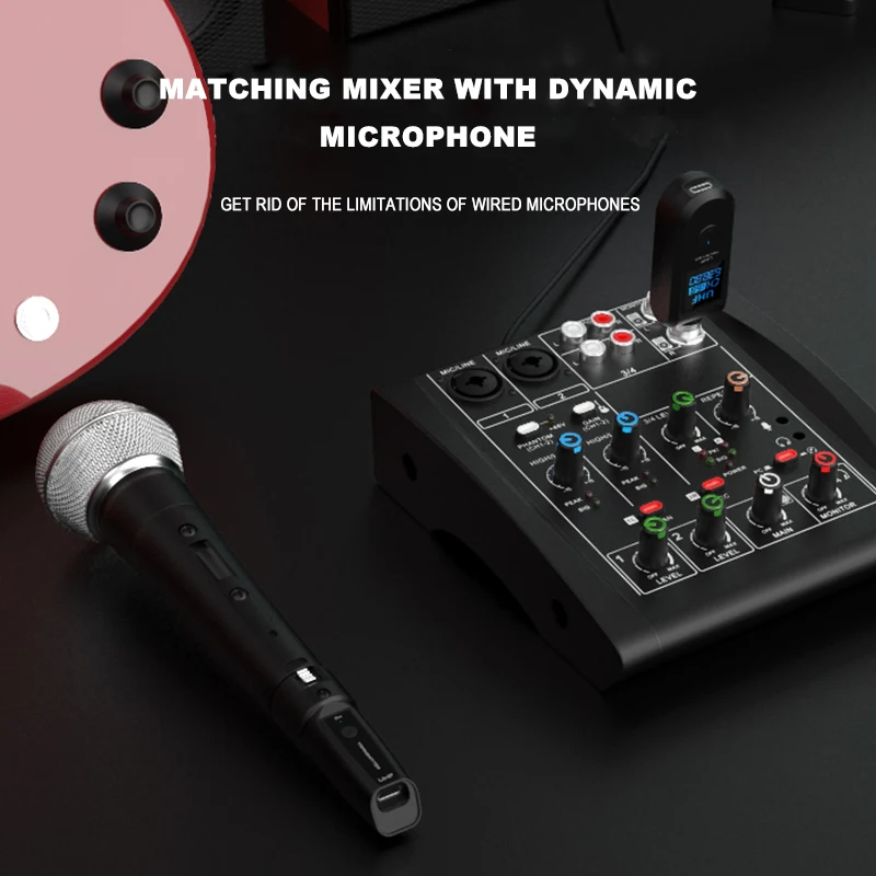 UHF XLR Adapter System Wireless Microphone Transmitter Receiver System for Dynamic Microphone Guitar Audio Mixer PA System