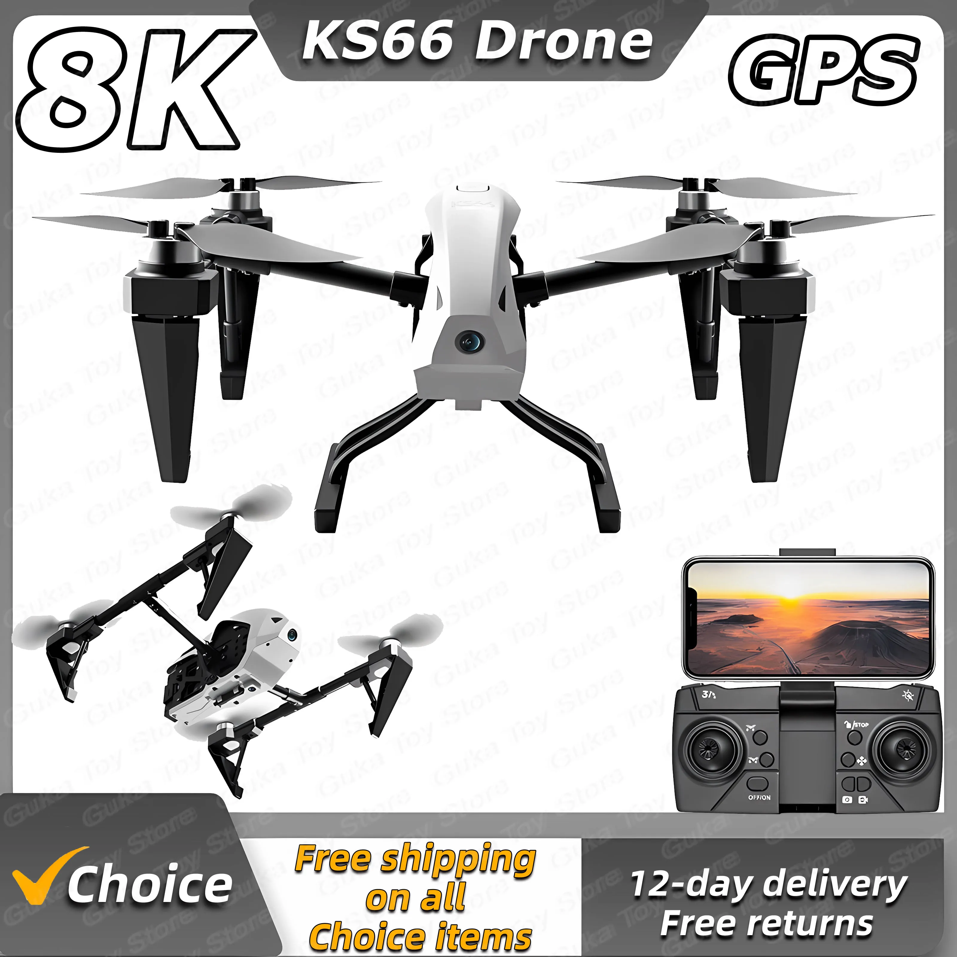 KS66 APP RC Drone Quadcopter 4K 8K HD Dual Camera 5G WIFI Wide Angle Optical Flow Localization Brushless Motor