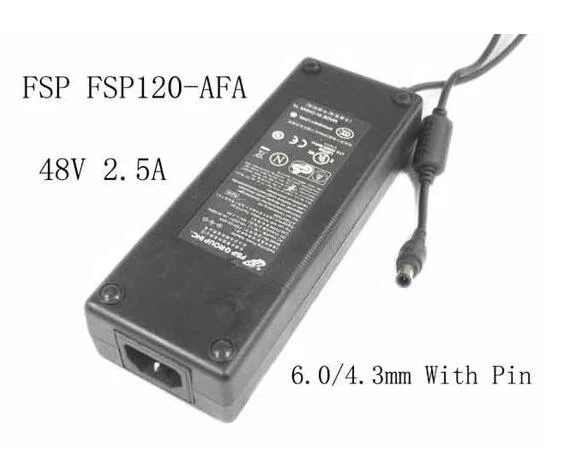 

FSP Group Inc FSP120-AFA, 48V 2.5A, Barrel 6.0/4.3mm With Pin, IEC C14, Laptop Power Adapter