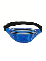 Holographic Glitter Designer Waist Bag (Dark Blue)