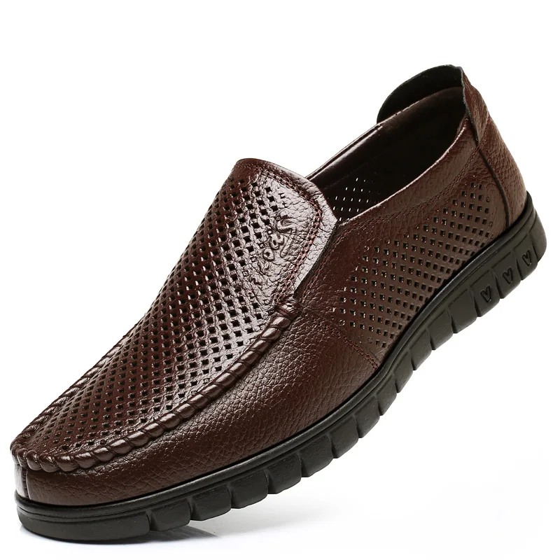 Men's Genuine Leather Shoes Father Casual Leather Anti slip Black Middle-aged Man Cow Shoes