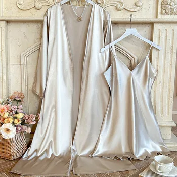 العروس الزفاف رداء فستان دعوى المرأة رايون البشكير ثوب النوم مجموعة الصيف Homewear فستان النوم كيمونو غير رسمي ملابس النوم ثوب النوم 3