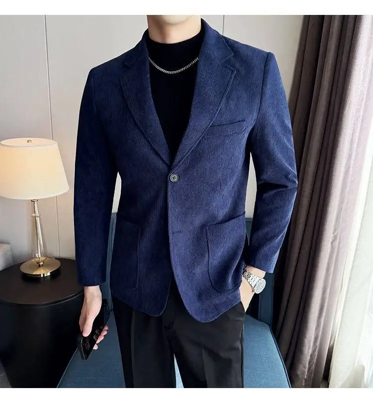 2026 Blazer Modischer Formeller Outdoor-Gentleman Business Einfarbiger Lässiger und Schlankmachender Hochzeits-Gastgeber-Cordblazer – Detail 11