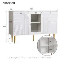 KOMHTOM 3 Doors Metal Feed Glass Doors White Dresser