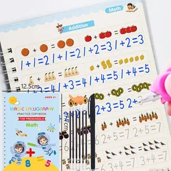 Reusable 3D Calligraphy Drawing and Number Practice Book for Kids: Educational Learning and Letter Writing Toy Gifts (Math A)
