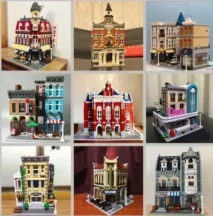 

Expert Pet Book Shop Town Hall Downtown Diner Model Moc Modular Building Blocks Brick Bank Cafe Corner Toys Parisian