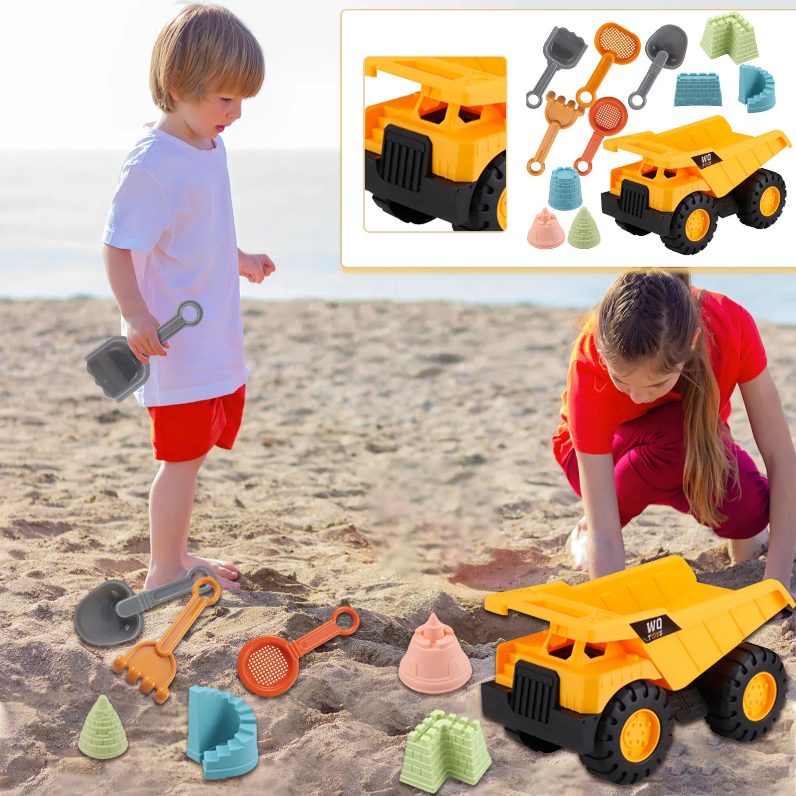 

Beach Sand Children Toddler Car Toys Sun Molds Molds Shovels Rakes Small Kettles Unicycles Outdoor Beach Toys Snow Play Toys