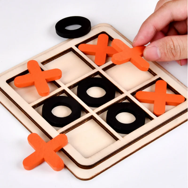Parent-Child Interaction Wooden Board Game XO Tic Tac Toe Chess Funny Developing Intelligent Educational Toy Puzzles