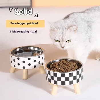 Polka Dot Plaid Stainless Steel Pet Bowl 1