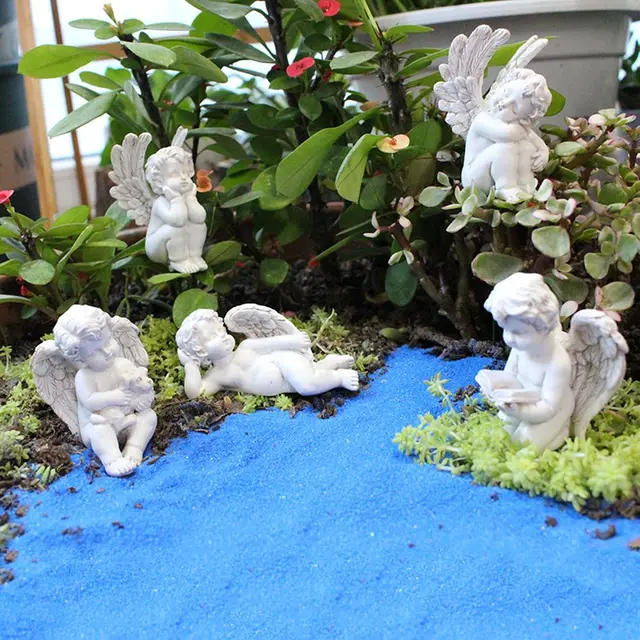 5Db Kislány Gyanta Virágkészlet Plugin Kültéri Aranyos Mikroszkóp Szobor Kreatív Angyal Plug-In Ajándék Virágpot Kertész Dísz - Image 5