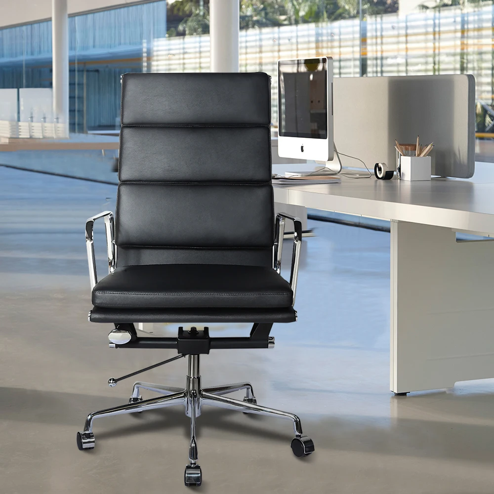 Description Picture 6 of item[Flash Sale]High/Low Back Genuine Leather Office Chair Executive Chair Alloy Base Black/White/Brown[US-W]