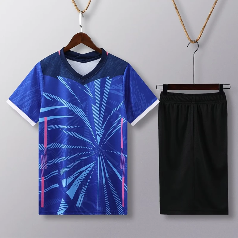 Short Sleeve Volleyball Jersey Set Men Volleyball Uniform V-neck Shirt Double Pockets Shorts Kit Training Suit Custom