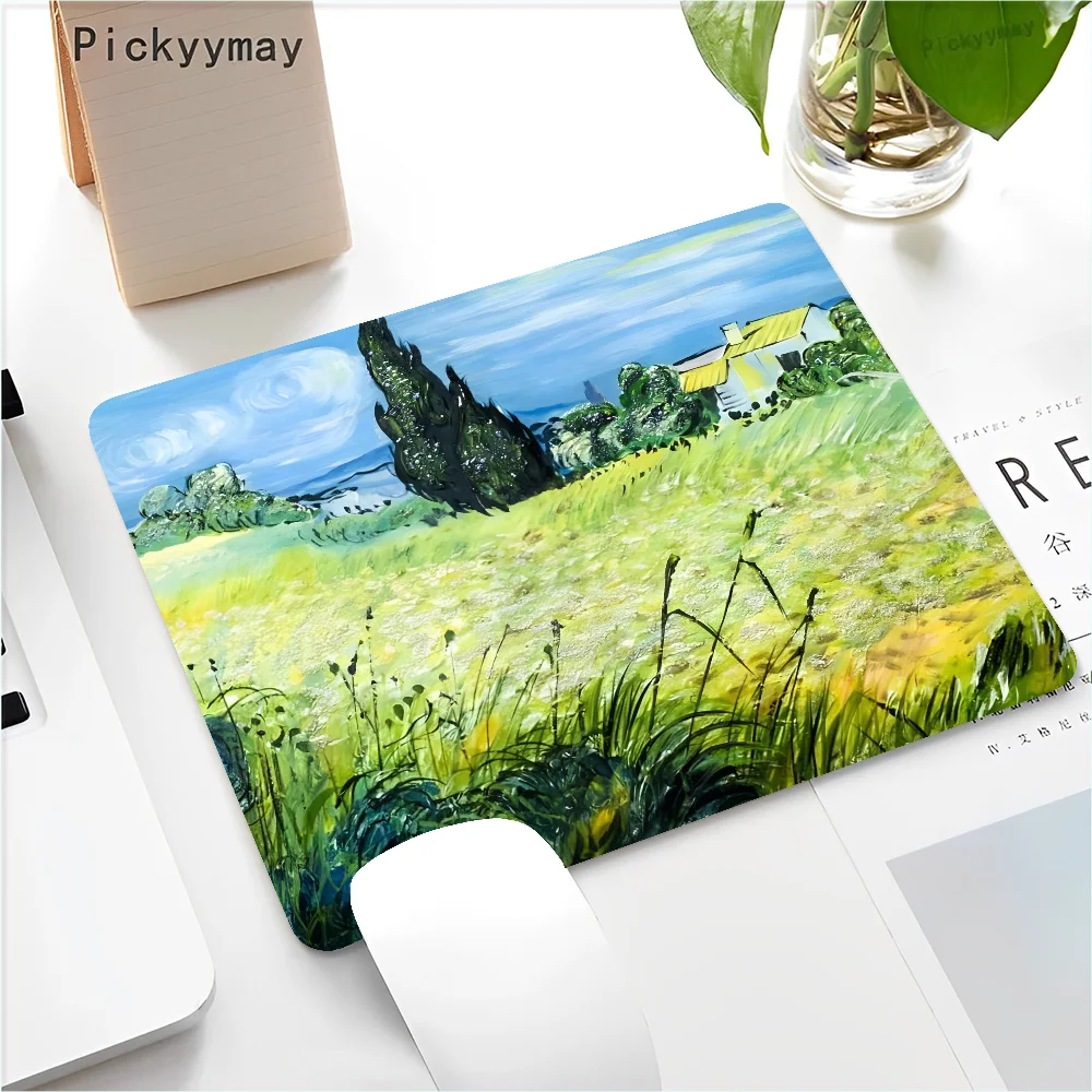 Van Gogh Oil Painting Small Desktop Desk Mat Kawaii Gaming Accessories Students Writing Pad for Teen Girls Bedroom 4