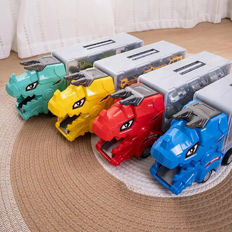 Dinosaur Transport Truck 6 Car Dinosaur Shape Toy Truck Transporter Mega Hauler Toy Fun KidsMotor Vehicle Playsets Interactive