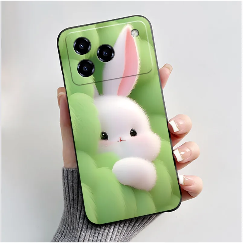Cute Love Rabbit Cartoon Black Soft Silicone Protective Phone Case