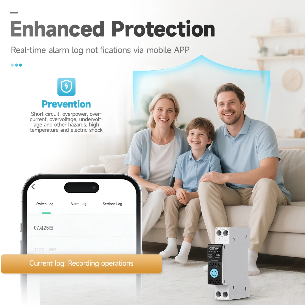 GEYA TUYA WiFi/ZigBee MCB 스마트 회로 차단기 과전류 저전압 보호 전력 계량 1-63A 원격 제어 스위치