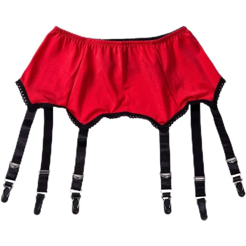 Liguero de lujo de satén con purpurina para mujer, hebilla trasera de cuatro filas con seis correas, lencería, medias, ropa interior moldeadora de cintura