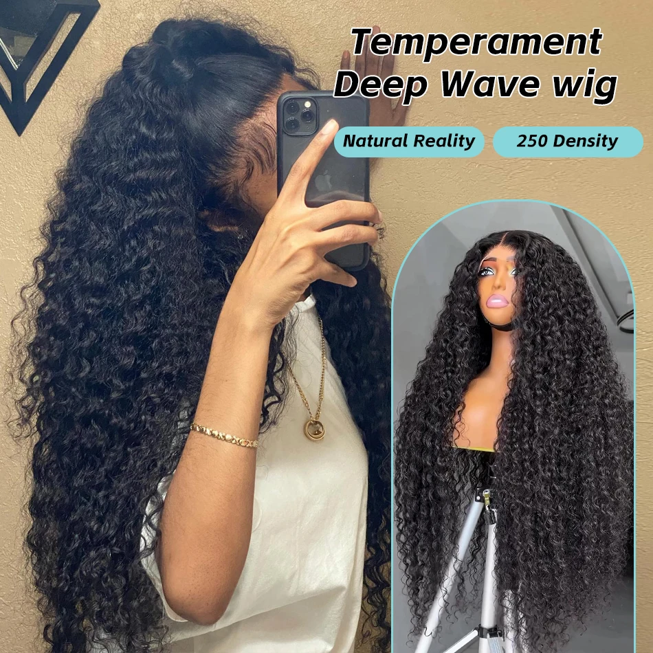 

40 Inch Water Curly 13x6 HD Transparent Lace Frontal Human Hair Wigs 250% Brazilian Loose Deep Wave 5x5 Glueless Wig For Women