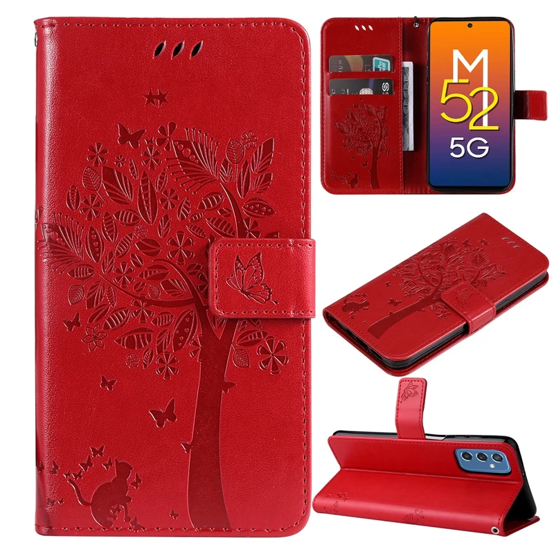 Geprägte Katzenhülle für Samsung Galaxy M33 M53 M21 M30 M30S M31S M32 M51 M52 M60S M11 M10 M10S M01 Flip aus PU-Leder_voghion.com