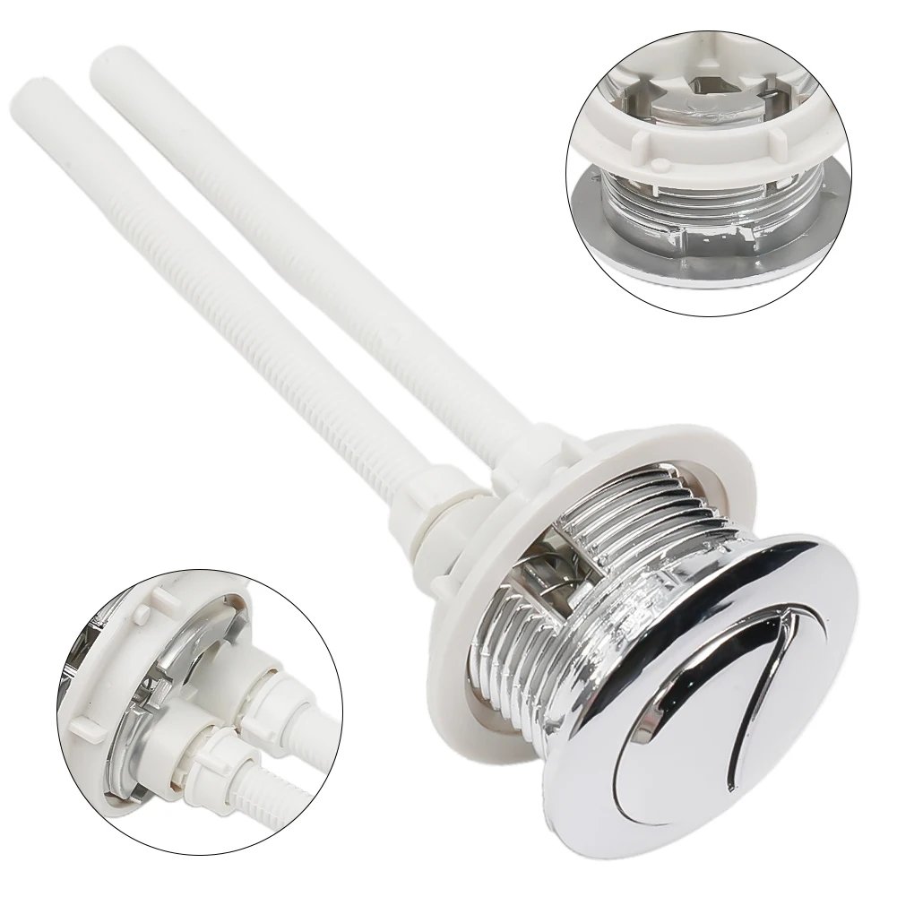 

Water Tank Toilet Push Button Double Crescent Round Loo Water Saving Universal Dual Push Flush 2Rods Home Durable