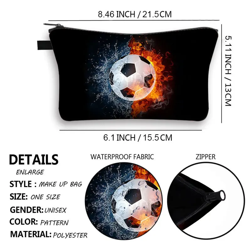 Fashion Football Hot Blooded Toiletry kits Girls Makeup Bag Portable Travel Cosmetic Bags For Young Boys And Girls Organizer 4
