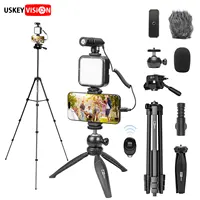 Smartphone Vlogging Video Recording Tripod Kit with Tri-color LED Lights for Smartphones Video Camera Accessories floor tripod 1