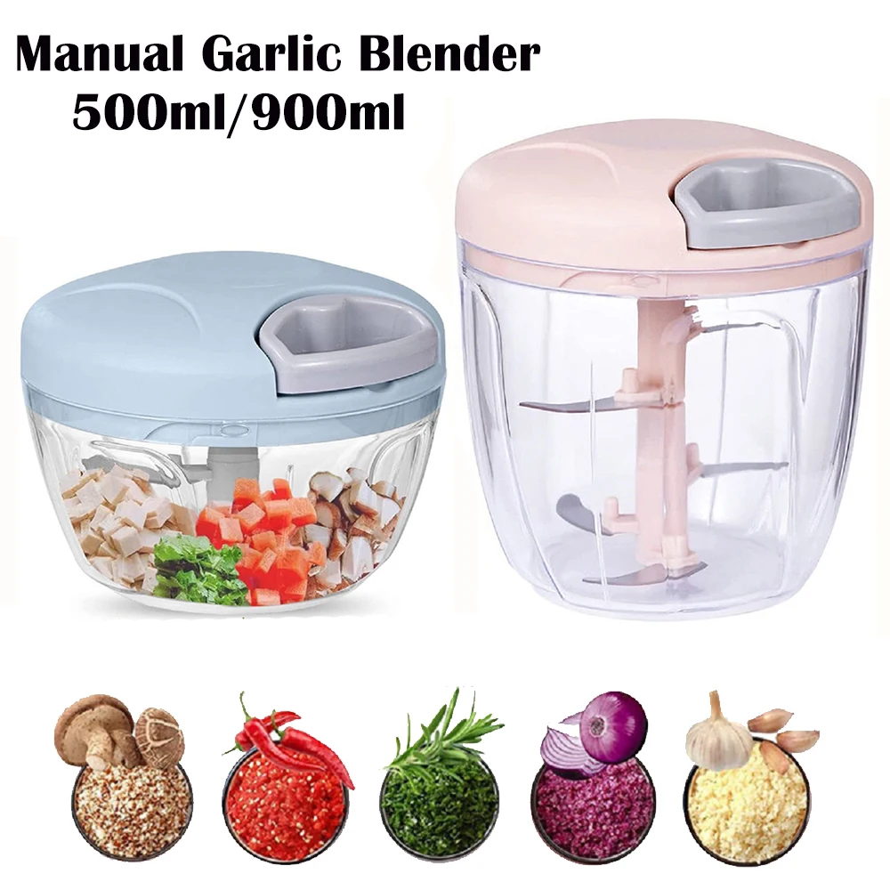 

500/900ML Manual Garlic Chopper Mini Portable Vegetable Cutter Meat Chilli Onion Ginger Food Processors Press Grinding Tool