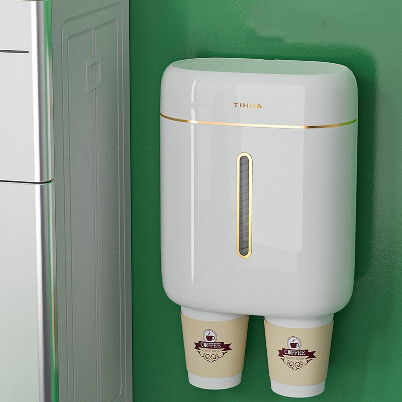 

Disposable Paper Cups Dispenser Plastic Cup Holder for Water Dispenser Wall Mounted Automatic Cup Storage Rack Cups Container