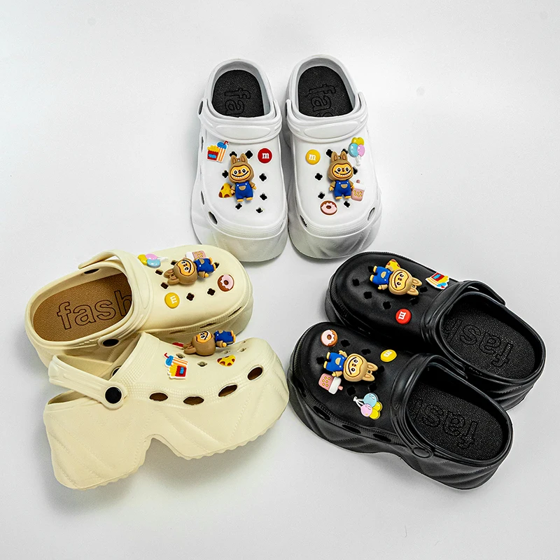 Labubu Fashionable High-Heeled Clogs – Cartoon Style with Imitation Leather Pattern, Trendy X8809 Design 6
