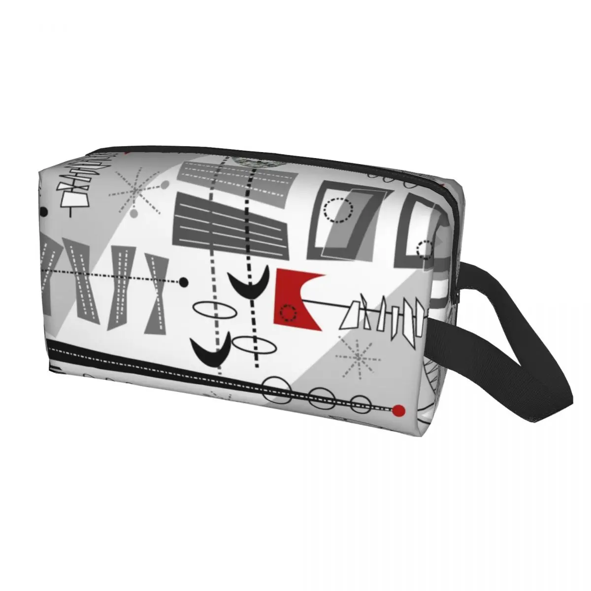 

Travel Mid Century Modern Abstract Geometric Toiletry Bag Kawaii Atomic Inspired Cosmetic Makeup Organizer Storage Dopp Kit Case