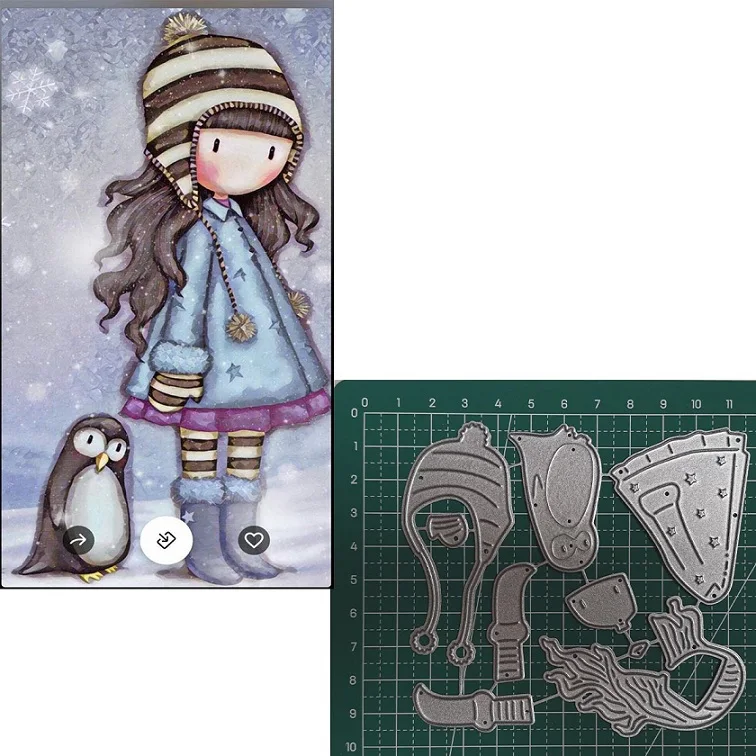 

Металлические Вырубные штампы в виде девушки пингвина, новинка для рукоделия, скрапбукинг, штампы для изготовления карт 2023