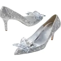 2025 Cinderella Crystal Wedding Shoes High Heels Autumn New Silver Full Diamond Bridal Shoes Rhinestone French Single Shoes - Image 6