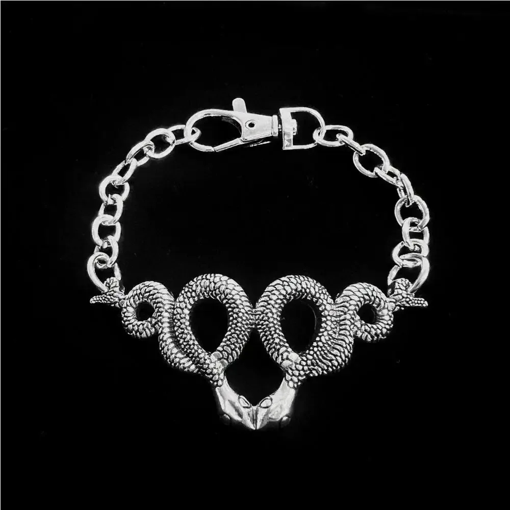 Medusa Silver Snake Bracciale Catena Dark Gothic Wprurighy Jewelry