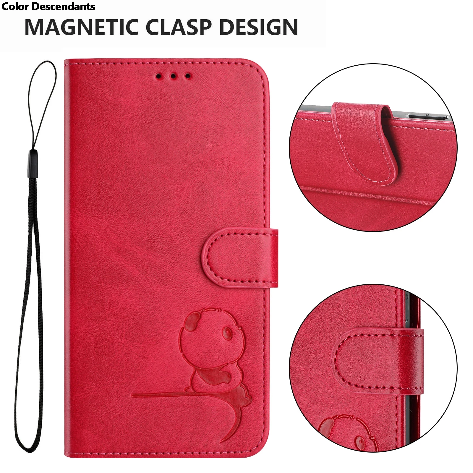 Adorable Panda Leather Flip Wallet Case with RFID Blocking and Card Slots