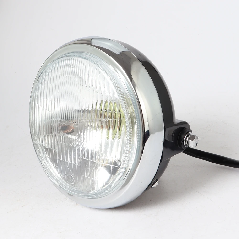 Universal Round Motorcycle Headlight Lamp with High-Low Beam, 12V