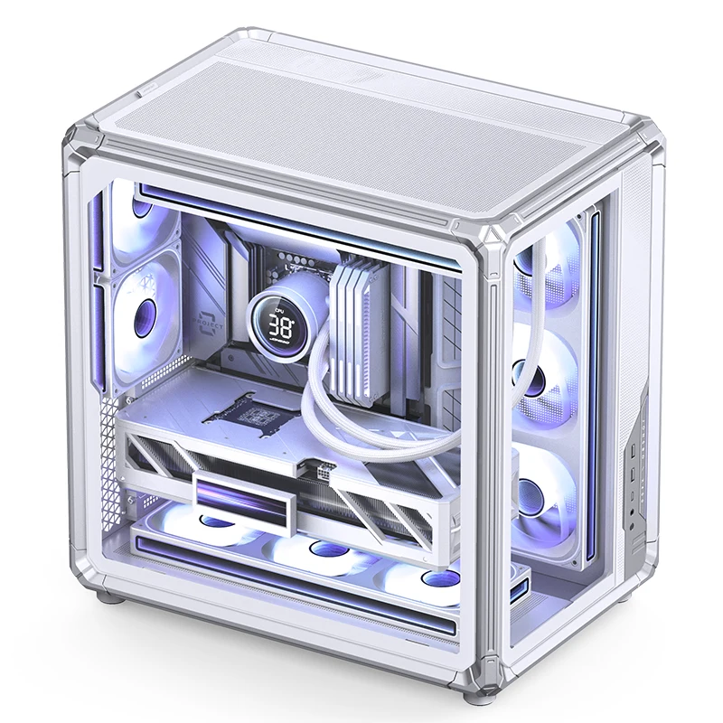 존스보 X400 ATX PC 케이스 e스포츠 ARGB 조명 효과 시뷰룸 컴퓨터 케이스, 후면 플러그/360 수냉 케이스 지원